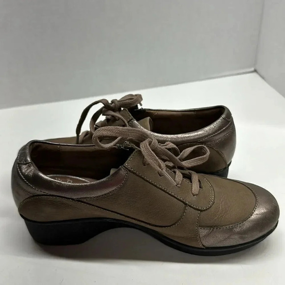 Dansko Lace Up Leather Clogs Shoes Brown Tan Size 37 6.5 - 7 - Picture 8 of 14